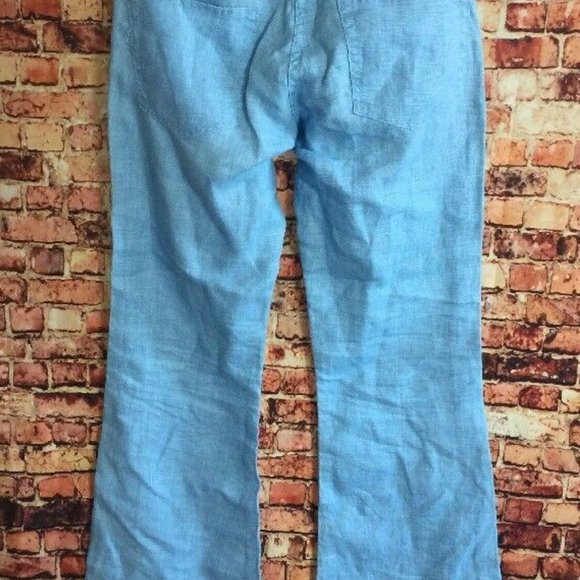 French Connection Blue 100% Linen Casual Pants - Picture 3 of 4